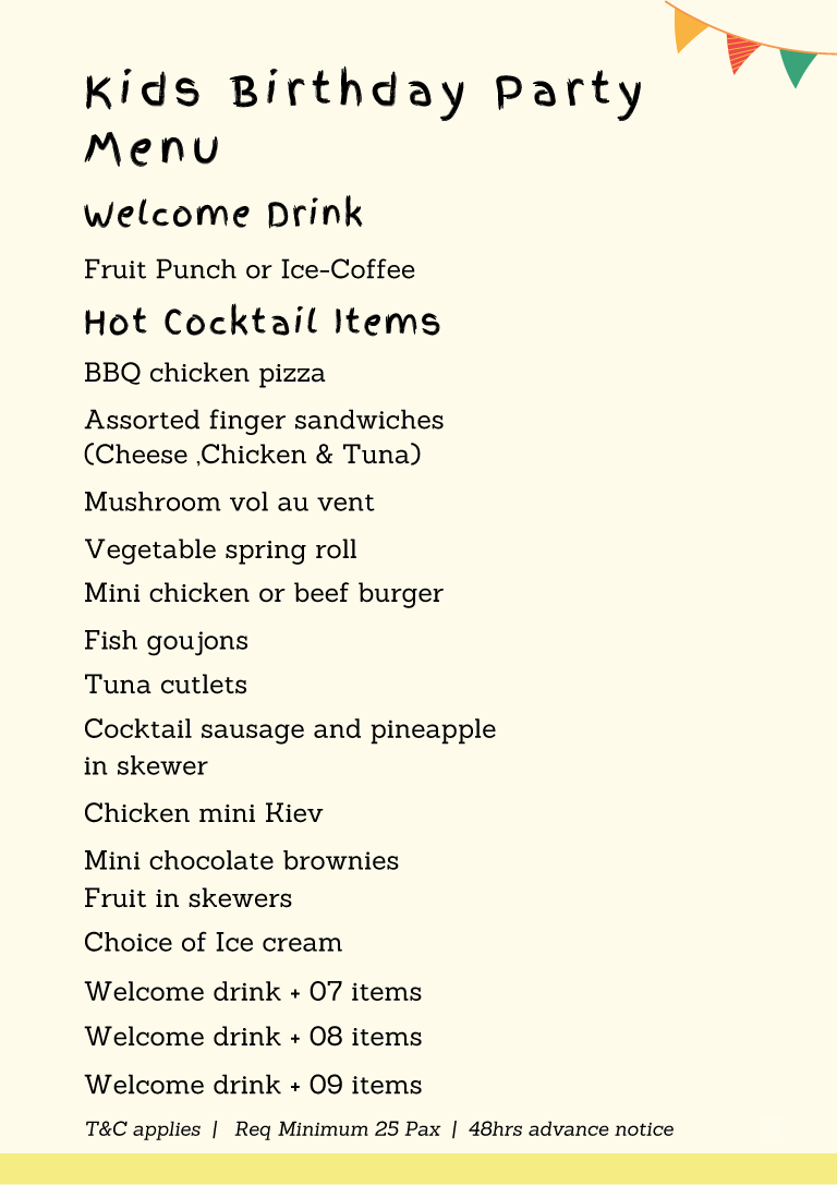 Kids Party Menu